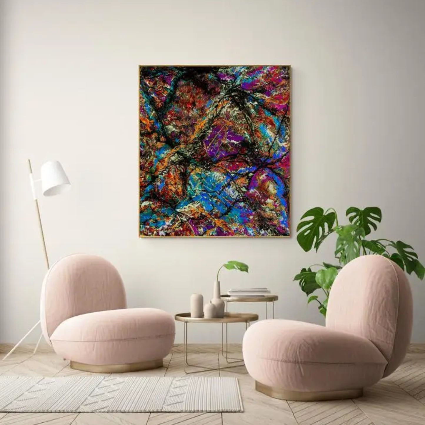 Abstract Rainbow Explosion Jackson Pollok Painting