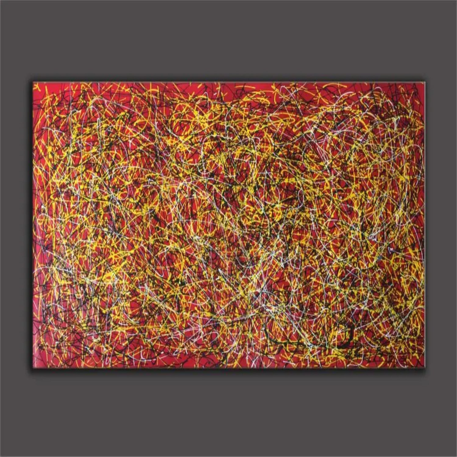 Abstract Red Canvas MultiColour Drip Artwork