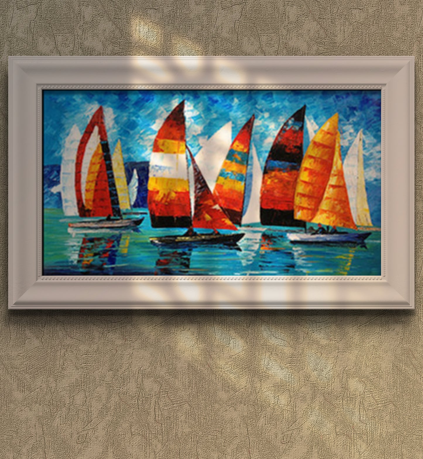 Colourful Mediterranean Sea Sailing Boats Artwork