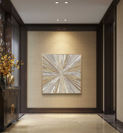 Abstract Silver Gold Shimmering Light Textured Art