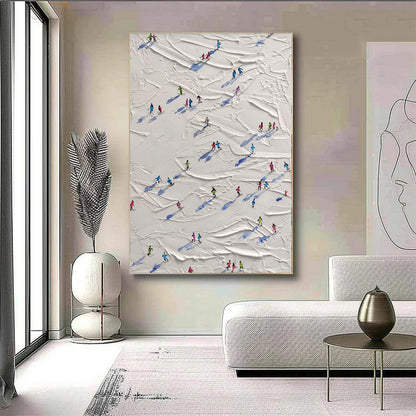 Snow Mountain Skiing – Abstract 3D Oil Painting Wall Art