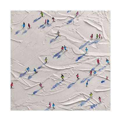 People skiing on a textured white surface