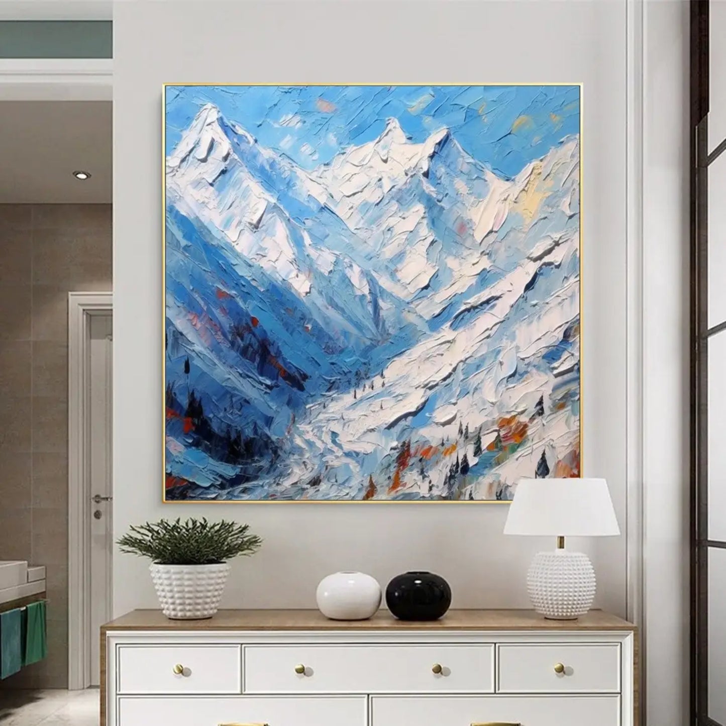 Abstract Snowy Mountain Range 3D Palette Knife Art