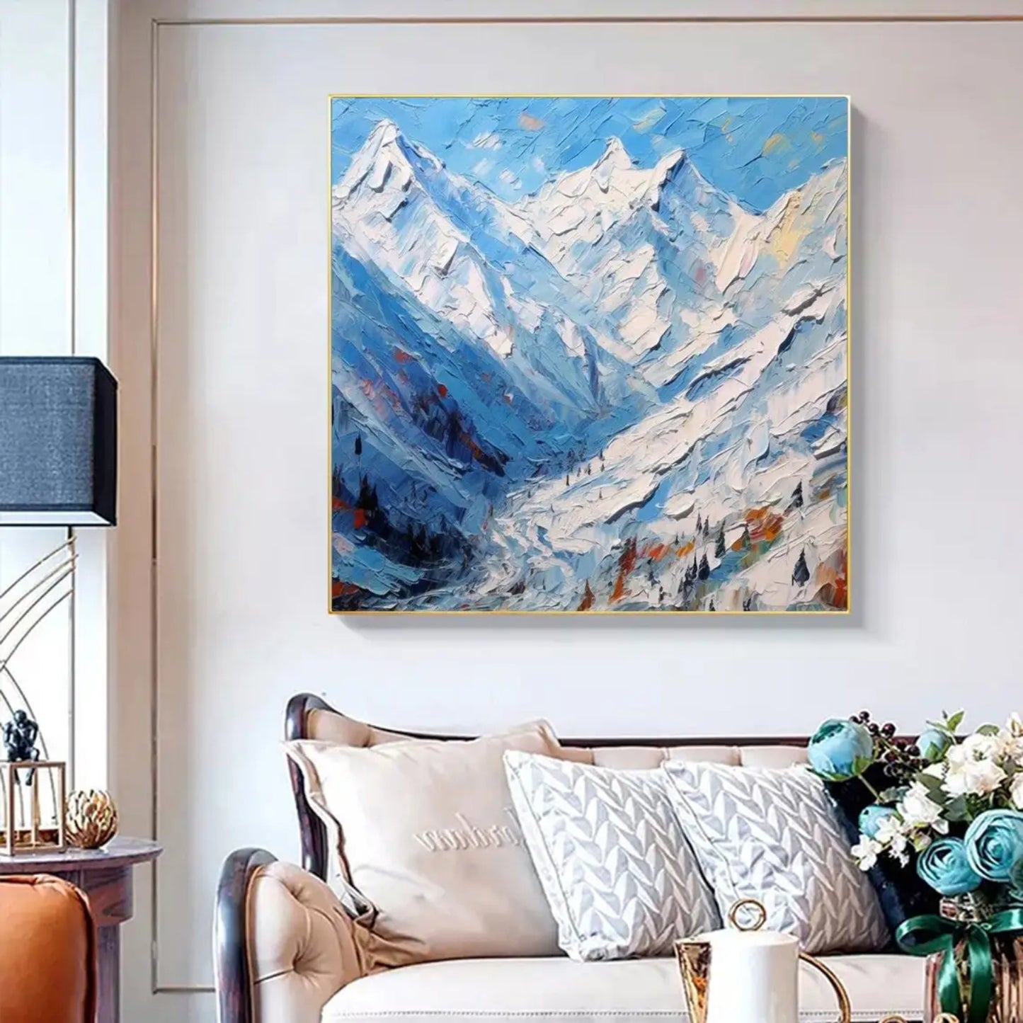 Abstract Snowy Mountain Range 3D Palette Knife Art