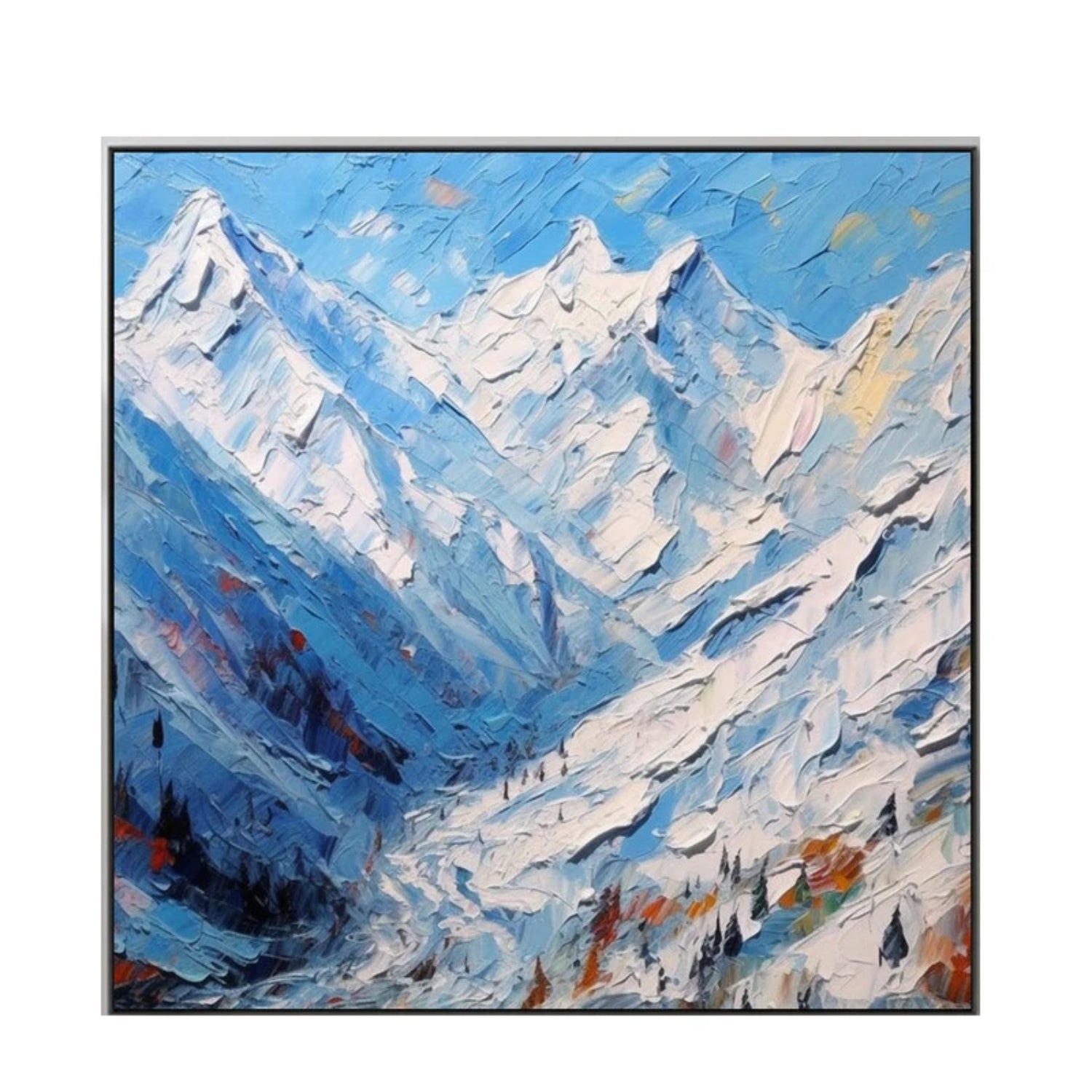 Abstract Snowy Mountain Range 3D Palette Knife Art