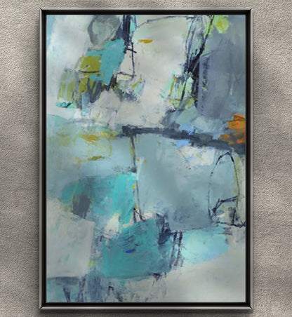 Acrylic Blue Textured Contemporary Modern Wall Art