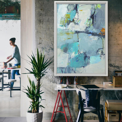 Acrylic Blue Textured Contemporary Modern Wall Art