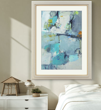 Acrylic Blue Textured Contemporary Modern Wall Art