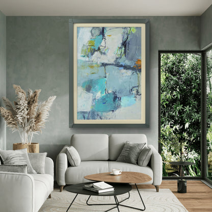 Acrylic Blue Textured Contemporary Modern Wall Art