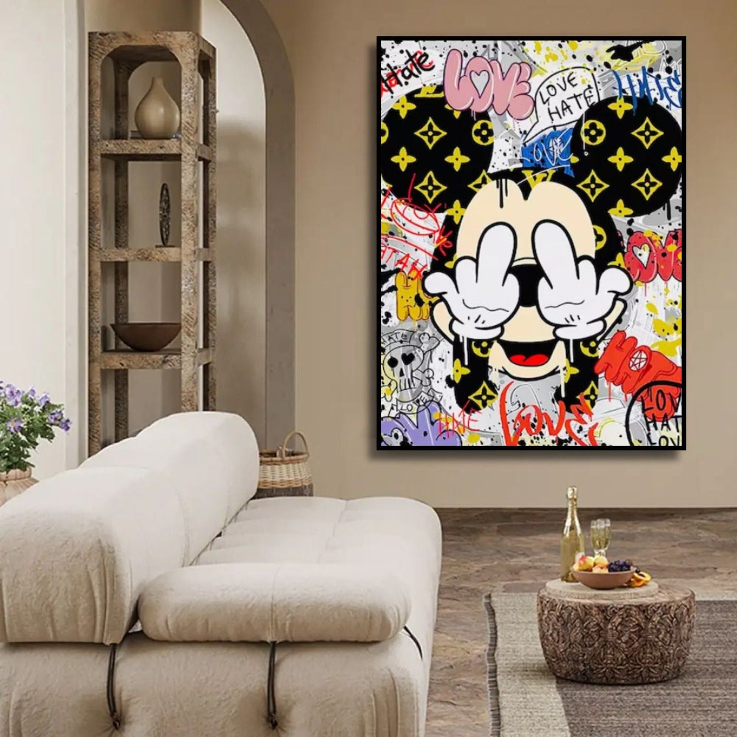 Acrylic Playful Mickey Mouse Graffiti Pop Art Painting