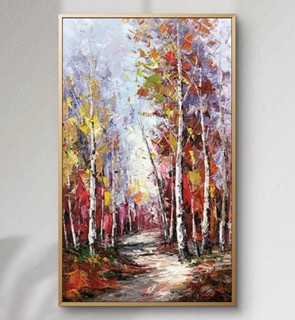 Autumn Birch Forest 100% Hand Painted Wall Art