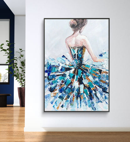 Beautiful Ballet Girl Palette Knife Oil Painting