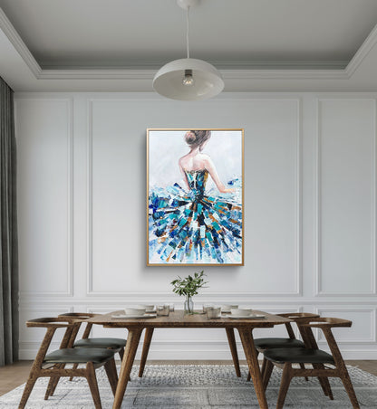 Beautiful Ballet Girl Palette Knife Oil Painting