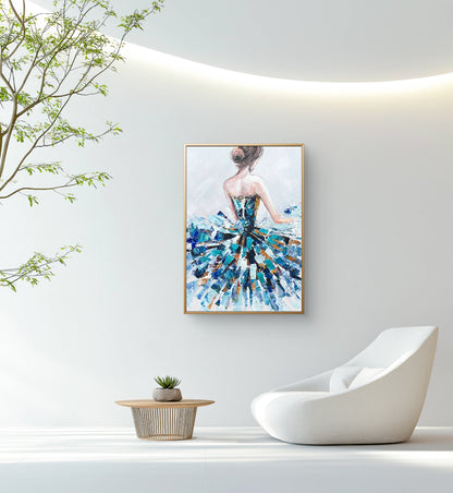 Beautiful Ballet Girl Palette Knife Oil Painting