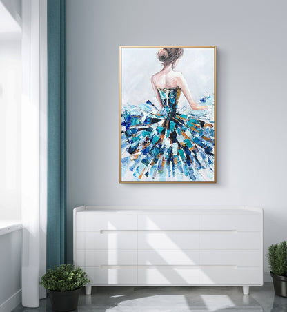 Beautiful Ballet Girl Palette Knife Oil Painting