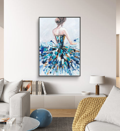 Beautiful Ballet Girl Palette Knife Oil Painting
