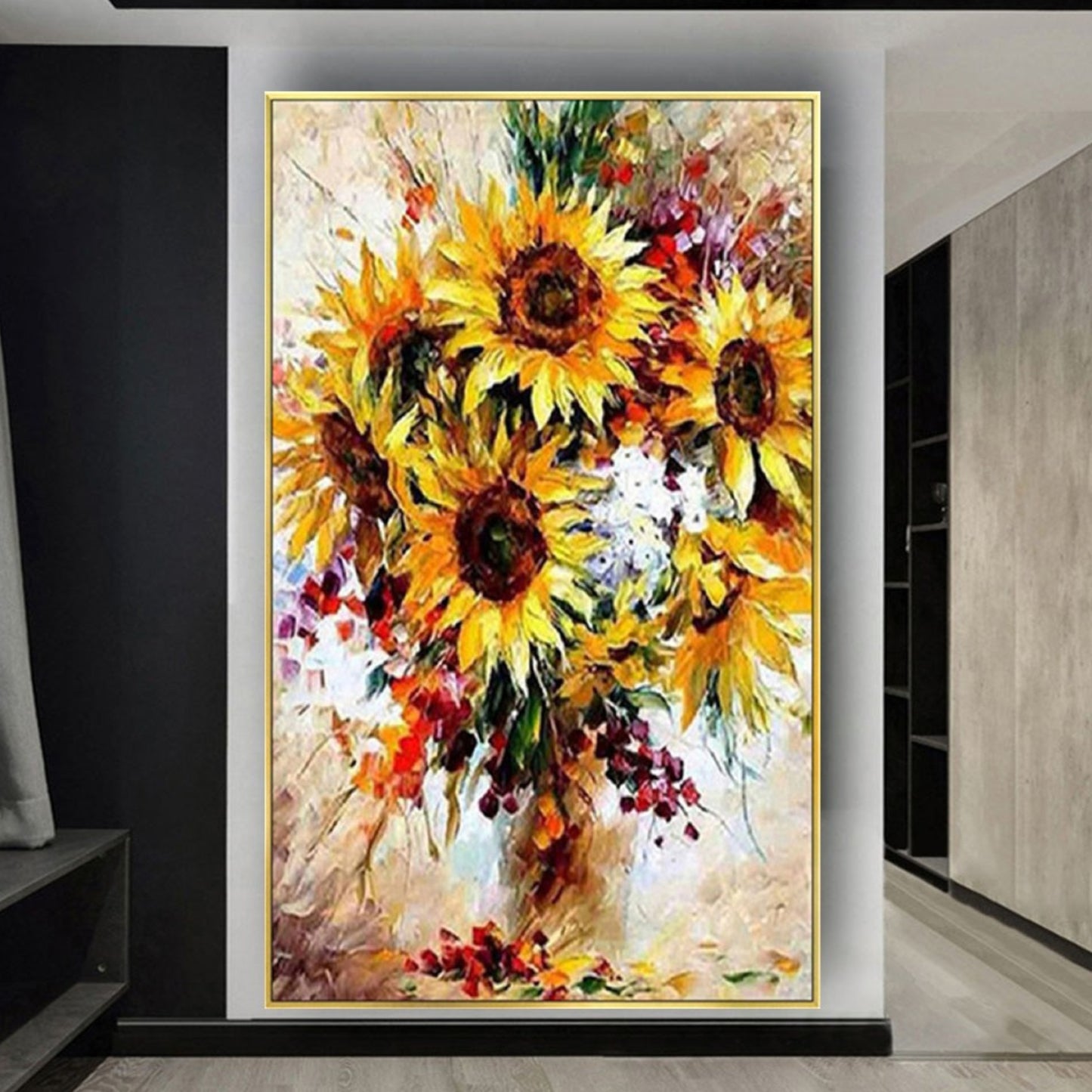 Beautiful Sunflower Bouquet Arcylic Wall Painting