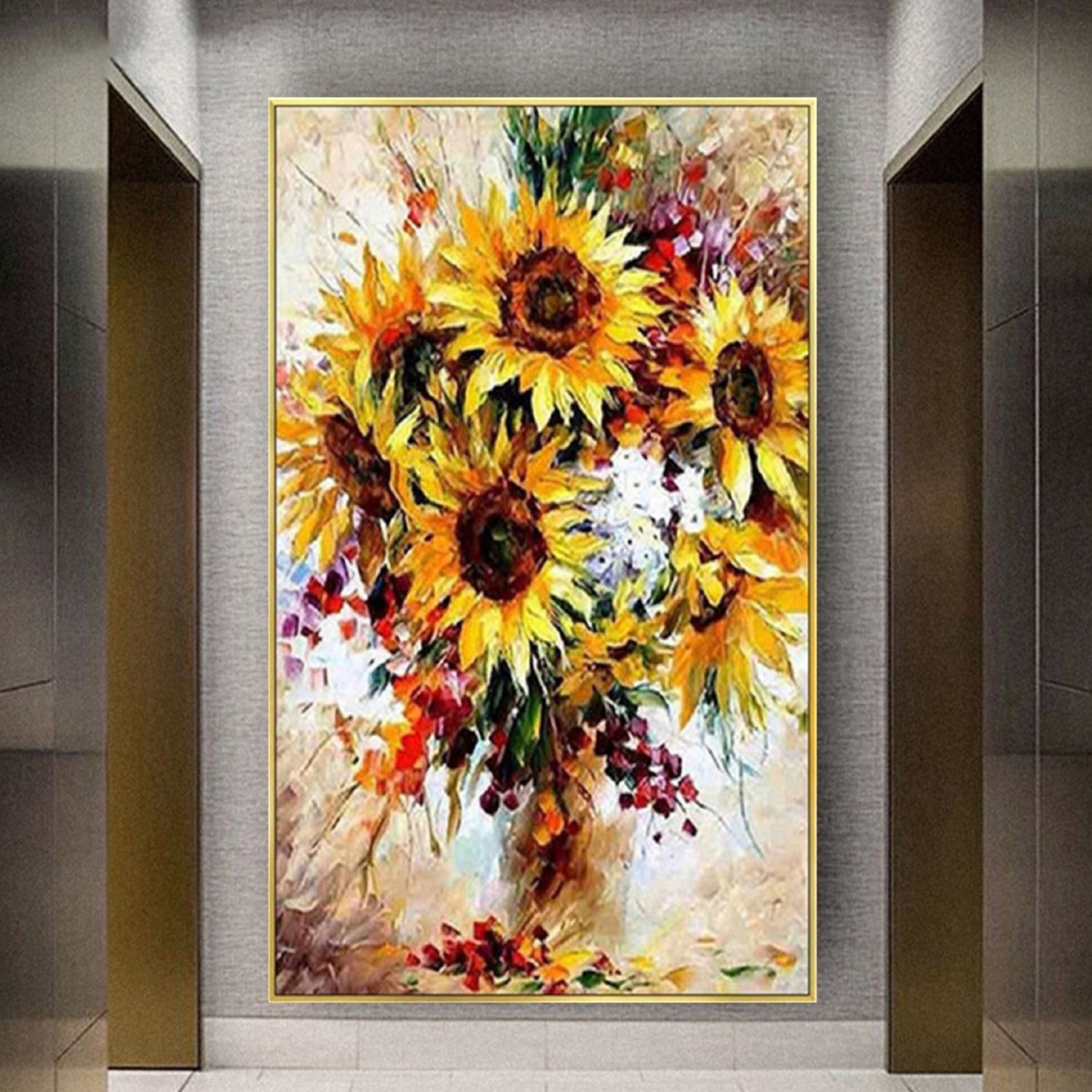 Beautiful Sunflower Bouquet Arcylic Wall Painting