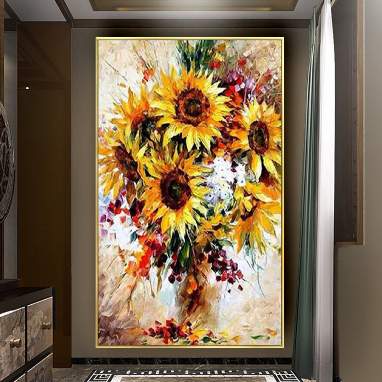 Beautiful Sunflower Bouquet Arcylic Wall Painting