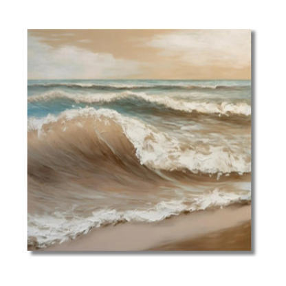 Beige Ocean Wave – Hand-Painted Coastal Canvas Art for Serene Interiors