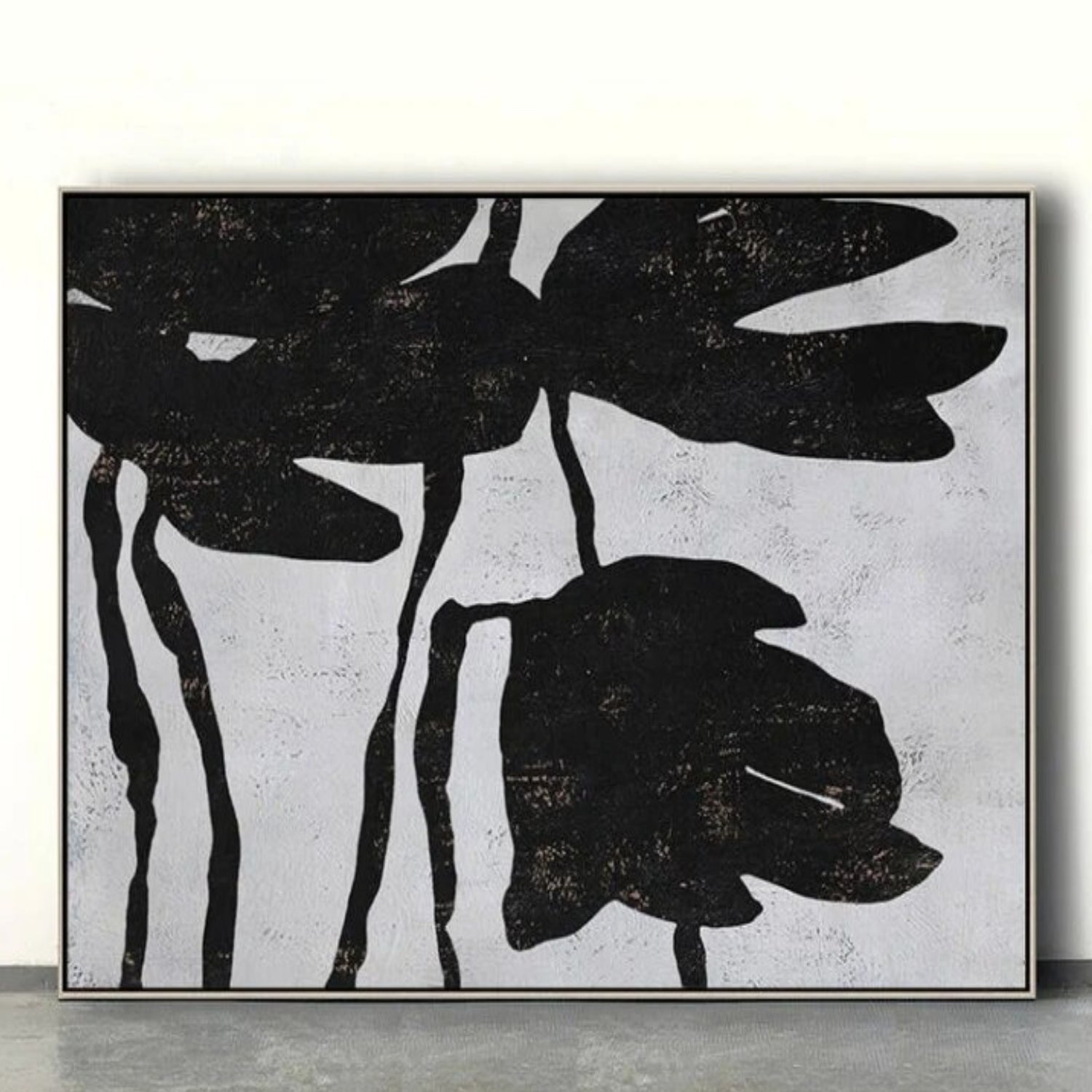 Black and White Flowers Modern Wall Hanging Art