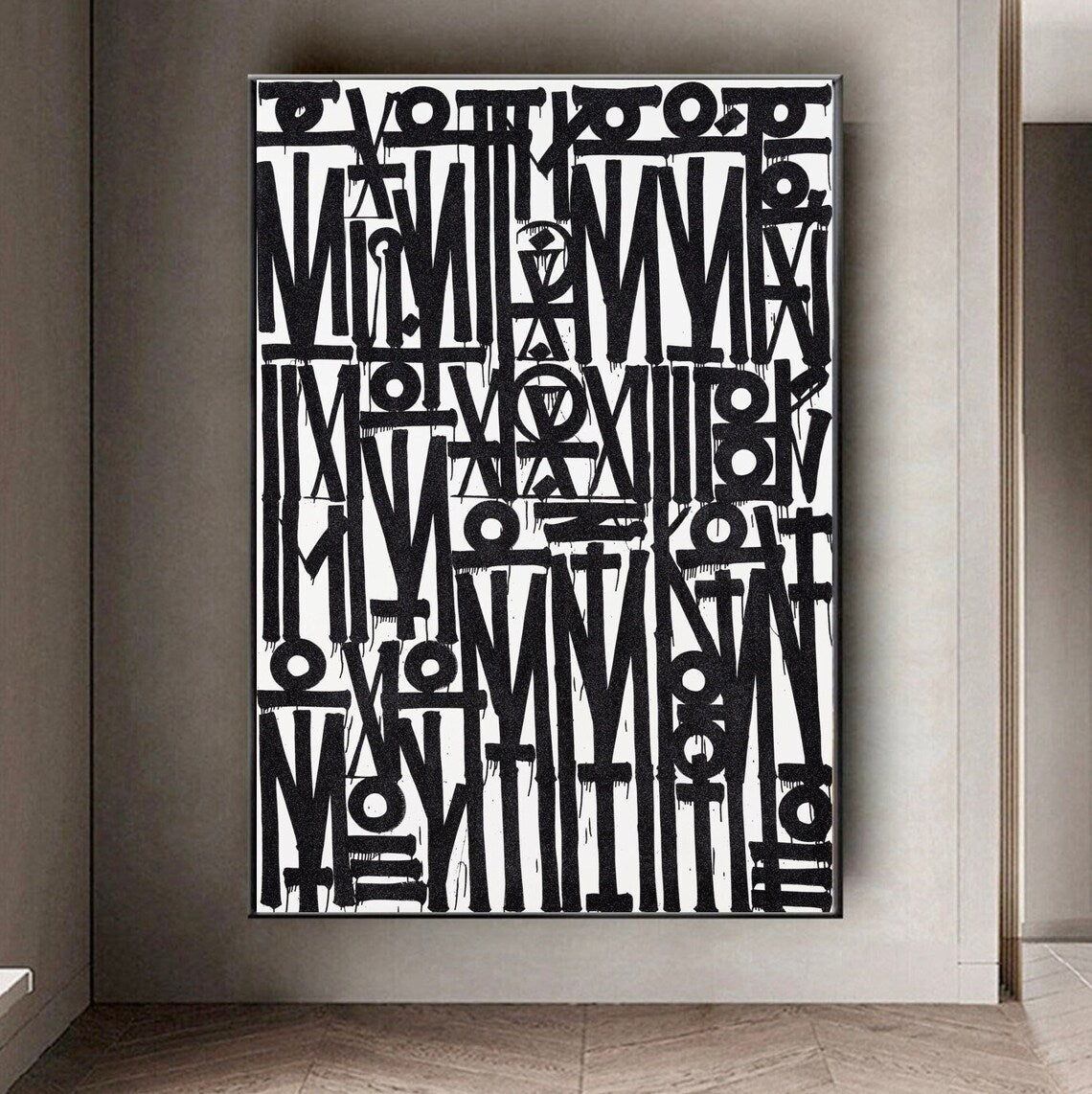 Black and White Retna Graffiti Hand Crafted Art