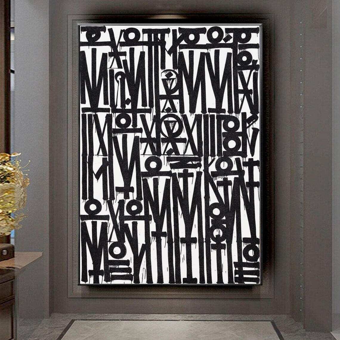 Black and White Retna Graffiti Hand Crafted Art