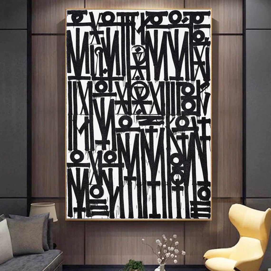 Black and White Retna Graffiti Hand Crafted Art