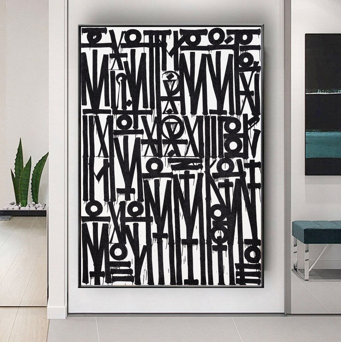 Black and White Retna Graffiti Hand Crafted Art