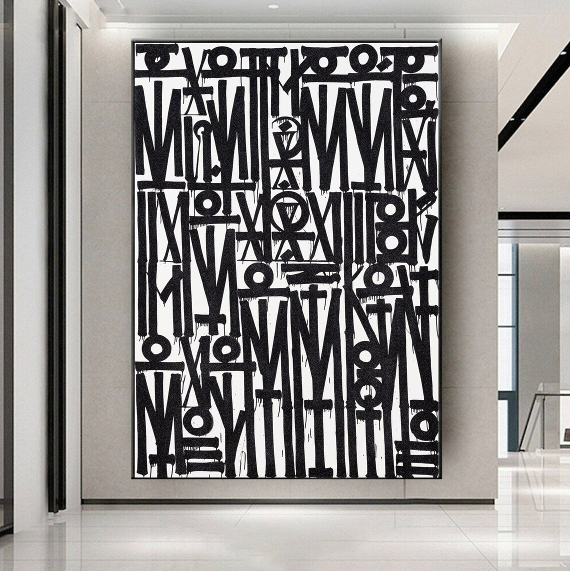 Black and White Retna Graffiti Hand Crafted Art