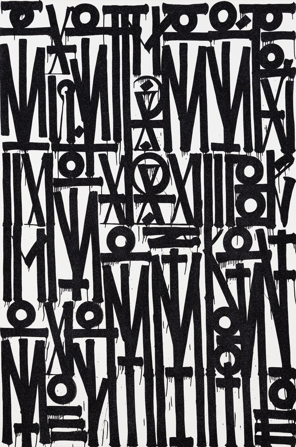 Black and White Retna Graffiti Hand Crafted Art