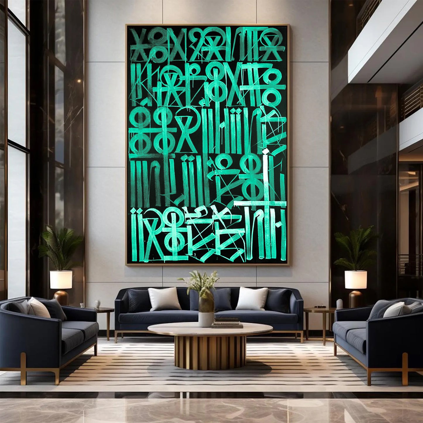 Abstract Typographic Black & White Hand Painted Wall Art