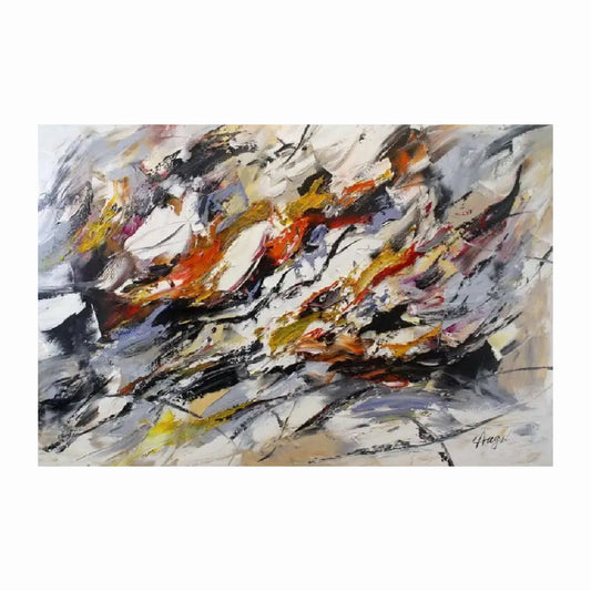 Abstract painting with a variety of colors on a white background