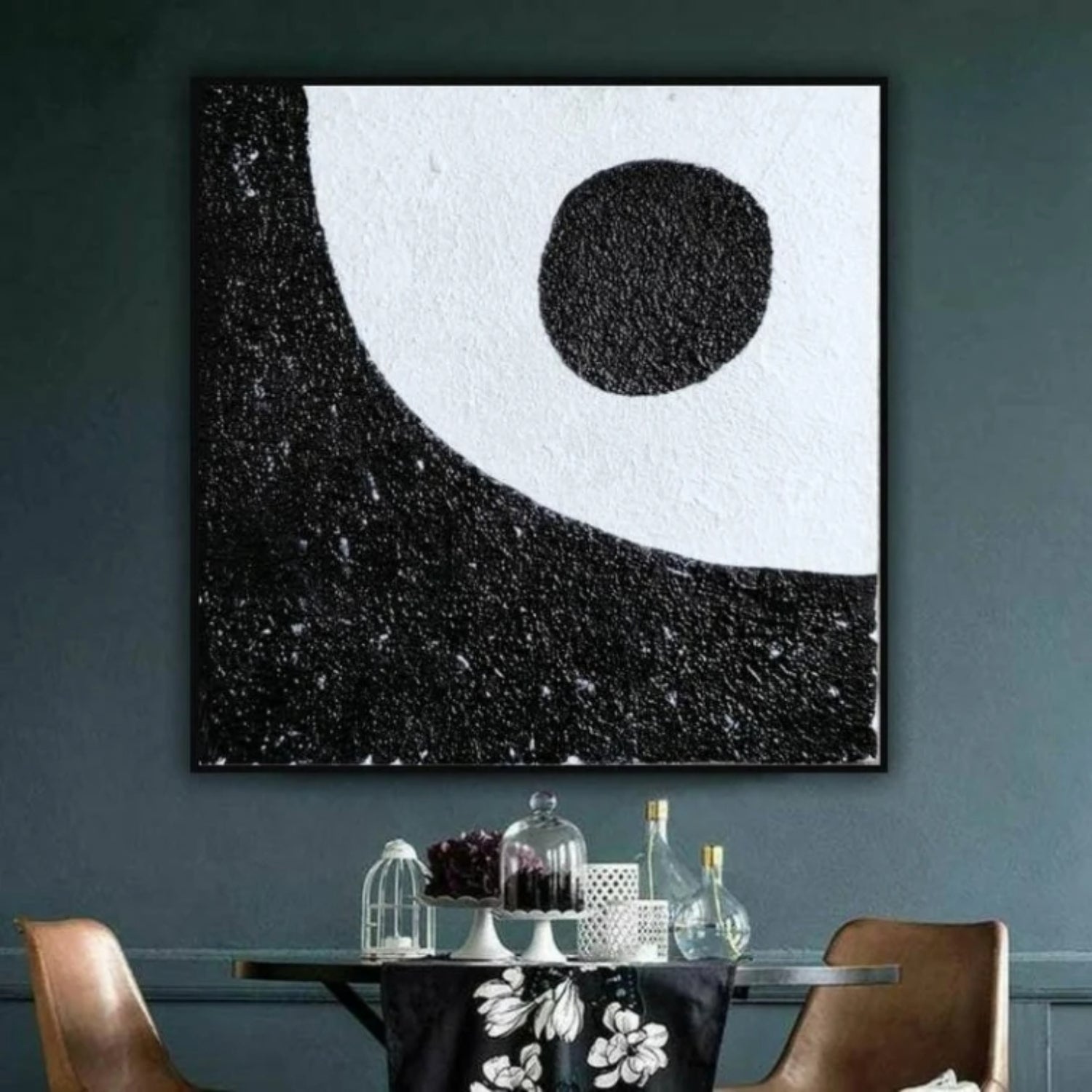 Black White Texture Dot Minimalist Geometric Art