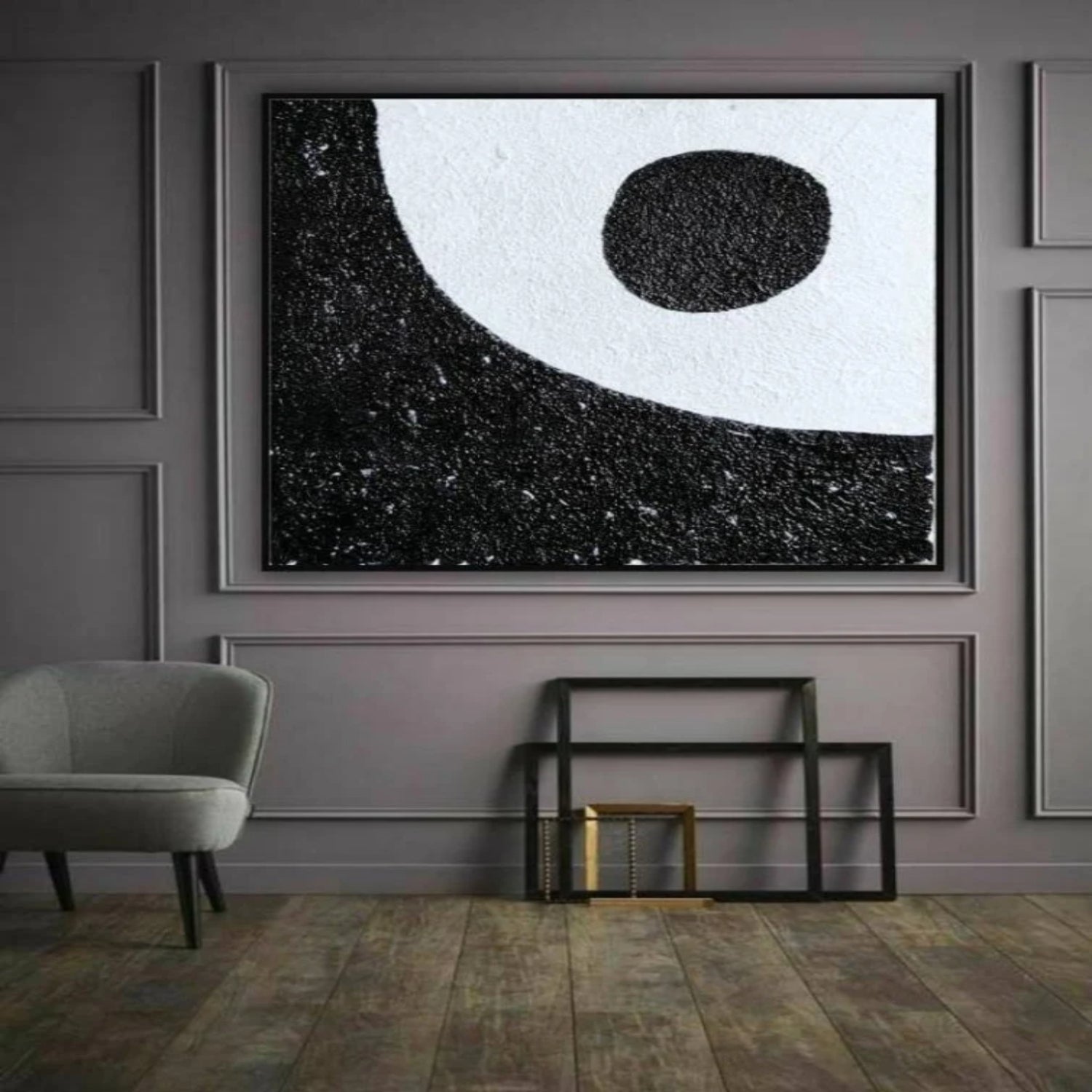 Black White Texture Dot Minimalist Geometric Art