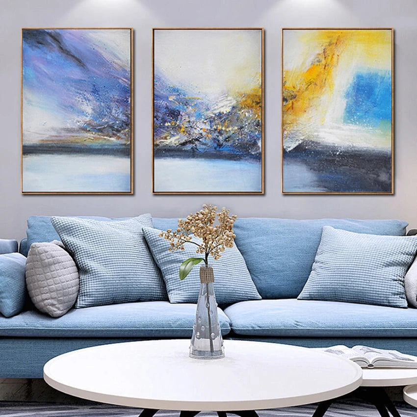 Multicolor Skyline Abstract Set of 3 for Living Room Decor – My Modern Art