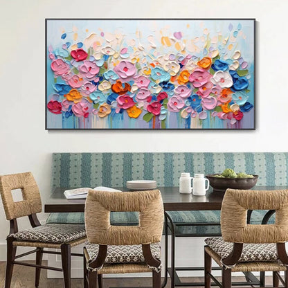 Bloom Burst – Colorful 3D Floral Painting with Palette Knife Texture