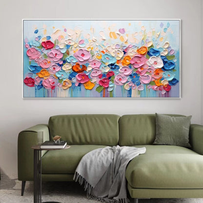 Bloom Burst – Colorful 3D Floral Painting with Palette Knife Texture