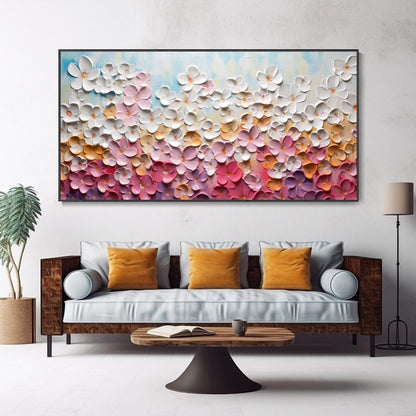 Blossom Symphony 3D Multicolor Floral Textured Art