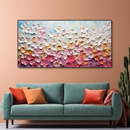 Blossom Symphony 3D Multicolor Floral Textured Art