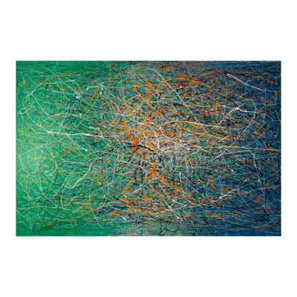 Colour variant of the hand-painted Pollock-inspired abstract drip painting.