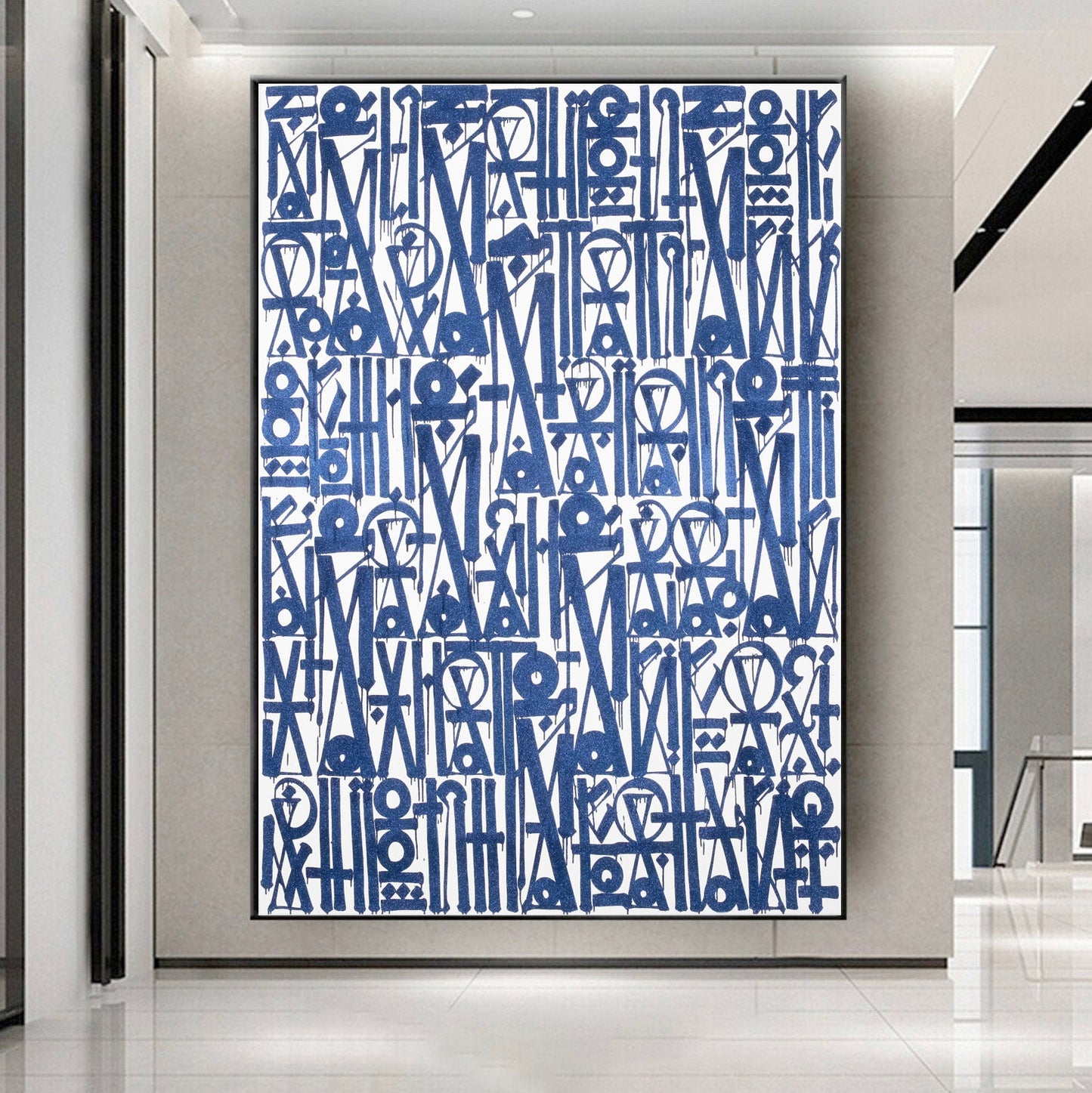 Blue and White Retna Street Graffiti Wall Art