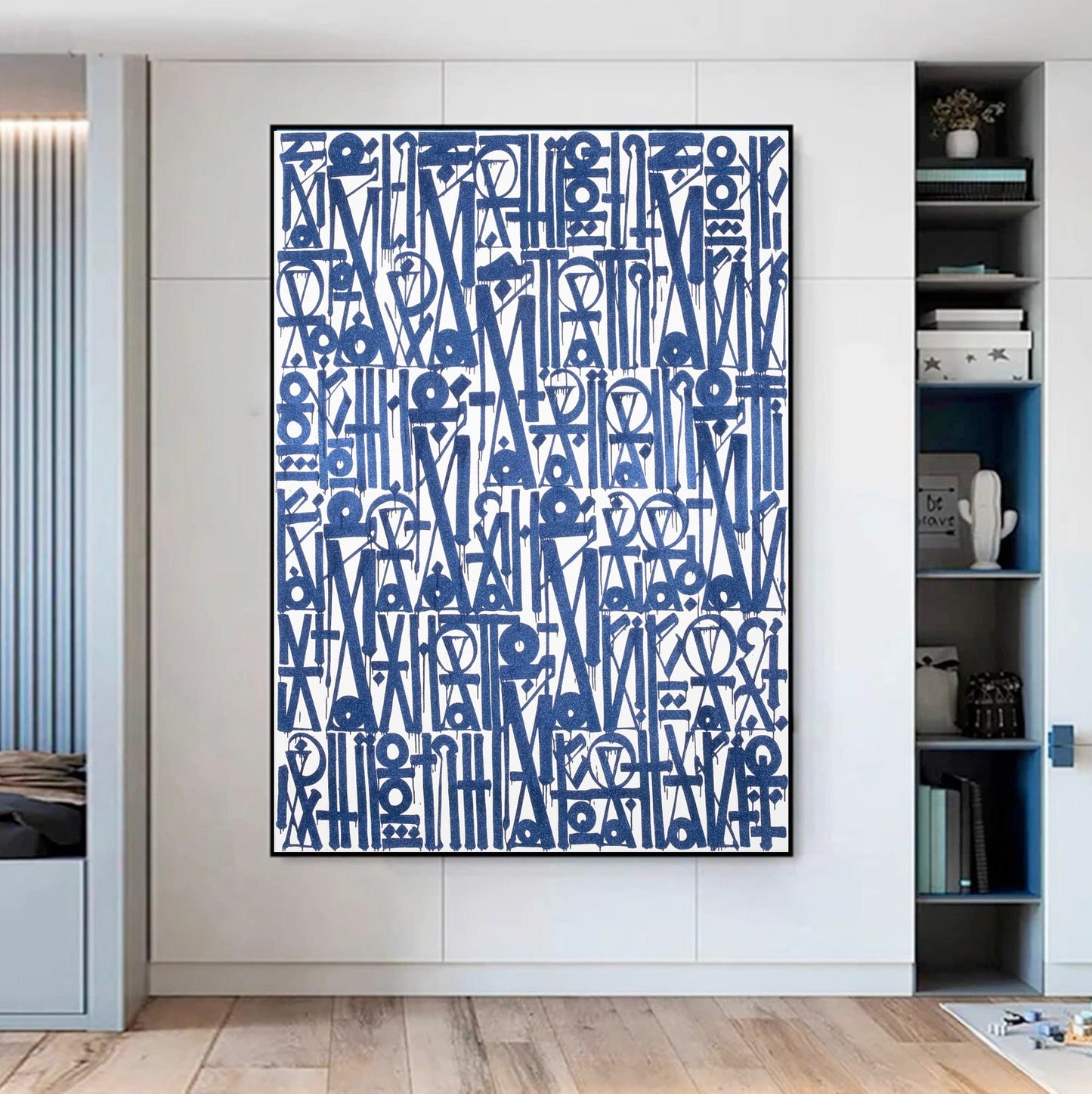 Blue and White Retna Street Graffiti Wall Art