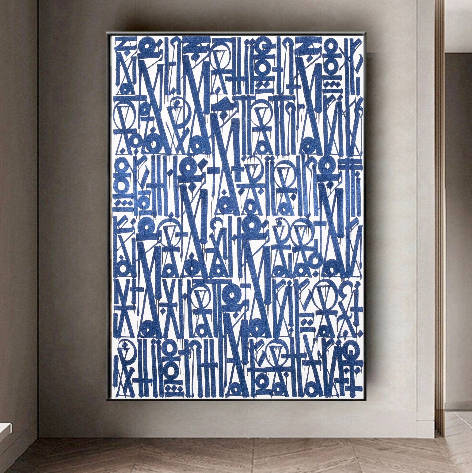 Blue and White Retna Street Graffiti Wall Art