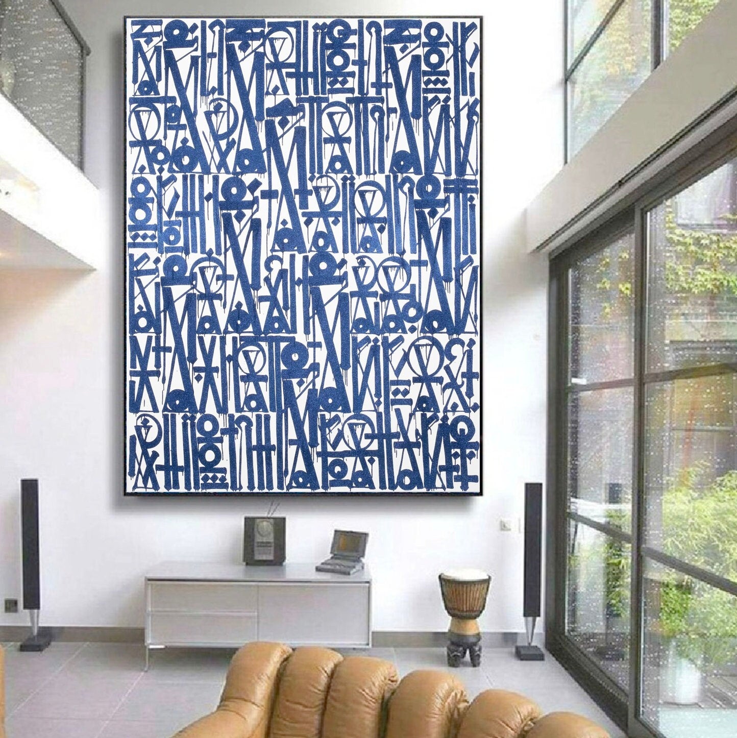 Blue and White Retna Street Graffiti Wall Art