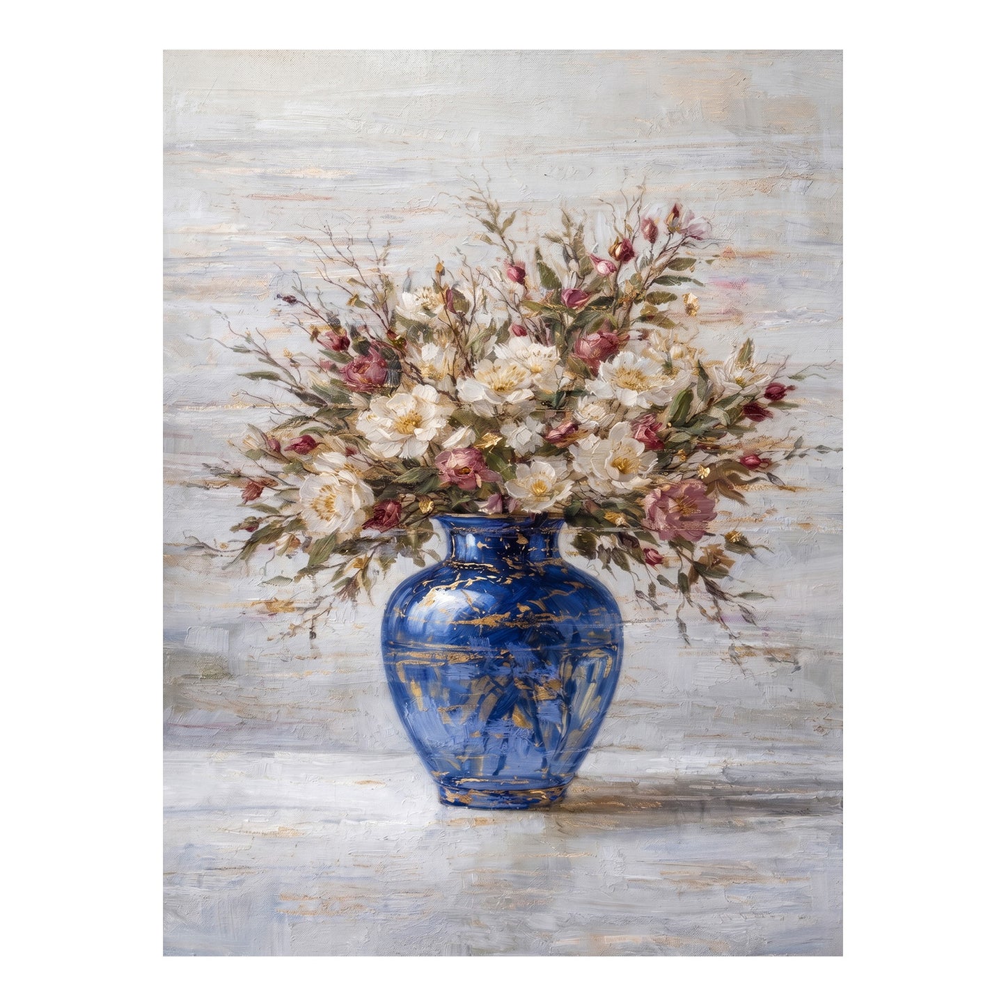 Blue Vase Peony Floral Painting Textured Luxury Wall ArtBlue Vase Peony Floral Painting Textured Luxury Wall Art