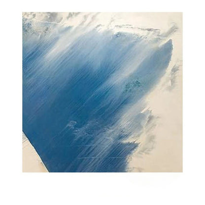 Sweeping diagonal blue brushstrokes with pale feathered edges on an off-white square background.
