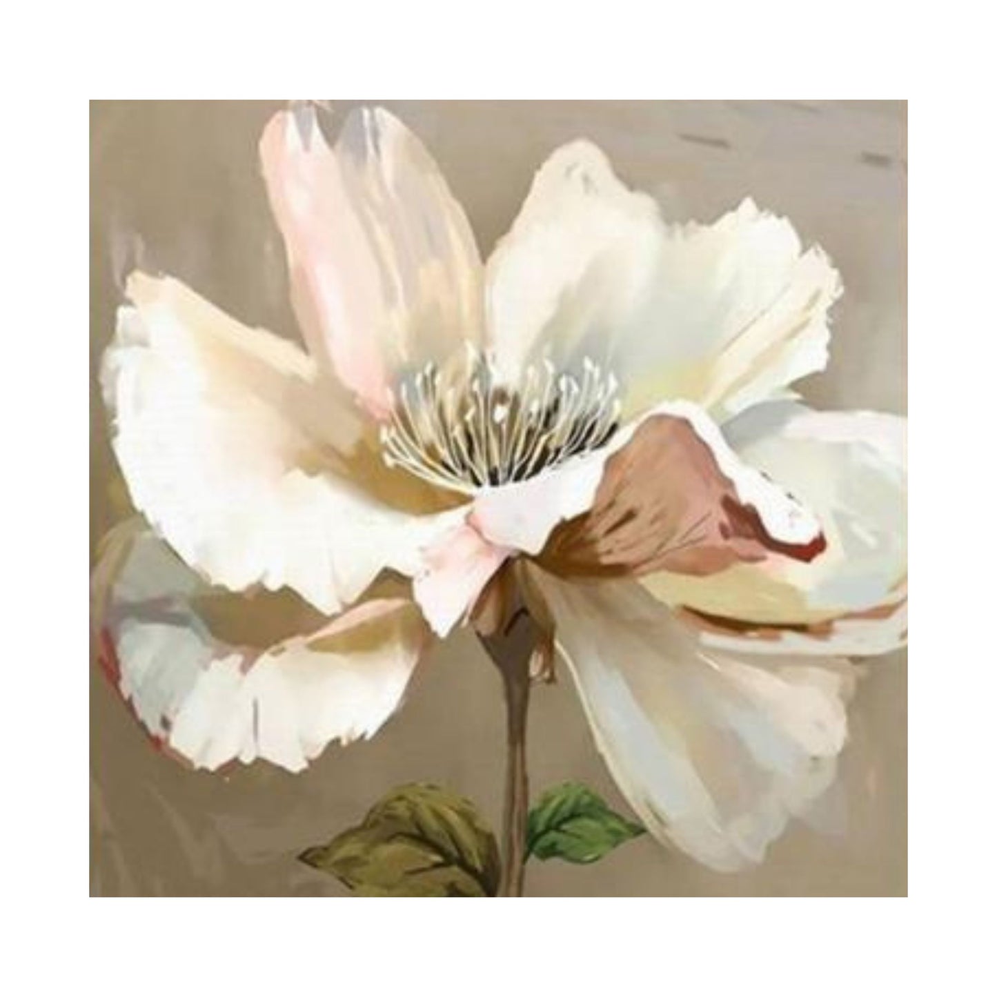 Hand-painted Scandinavian floral canvas in blush pink and ivory tones with minimalist style