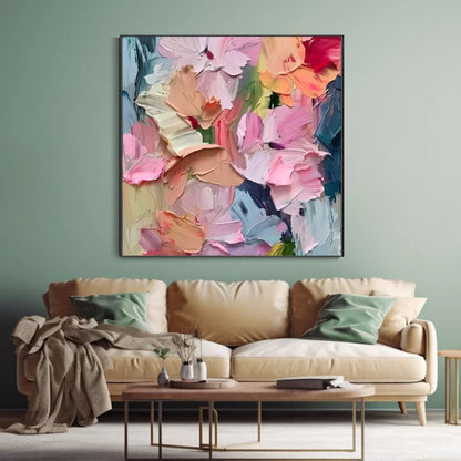 Blush Petals Abstract Textured Floral Painting
