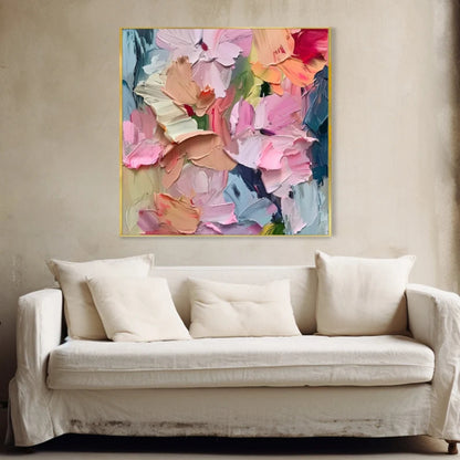Blush Petals Abstract Textured Floral Painting